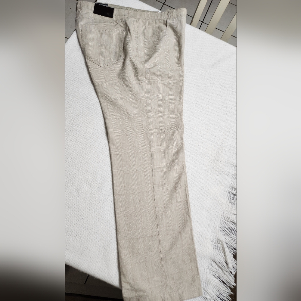 Enzo Denim sz 40 beige white glen plaid 5 pocket jeans pants